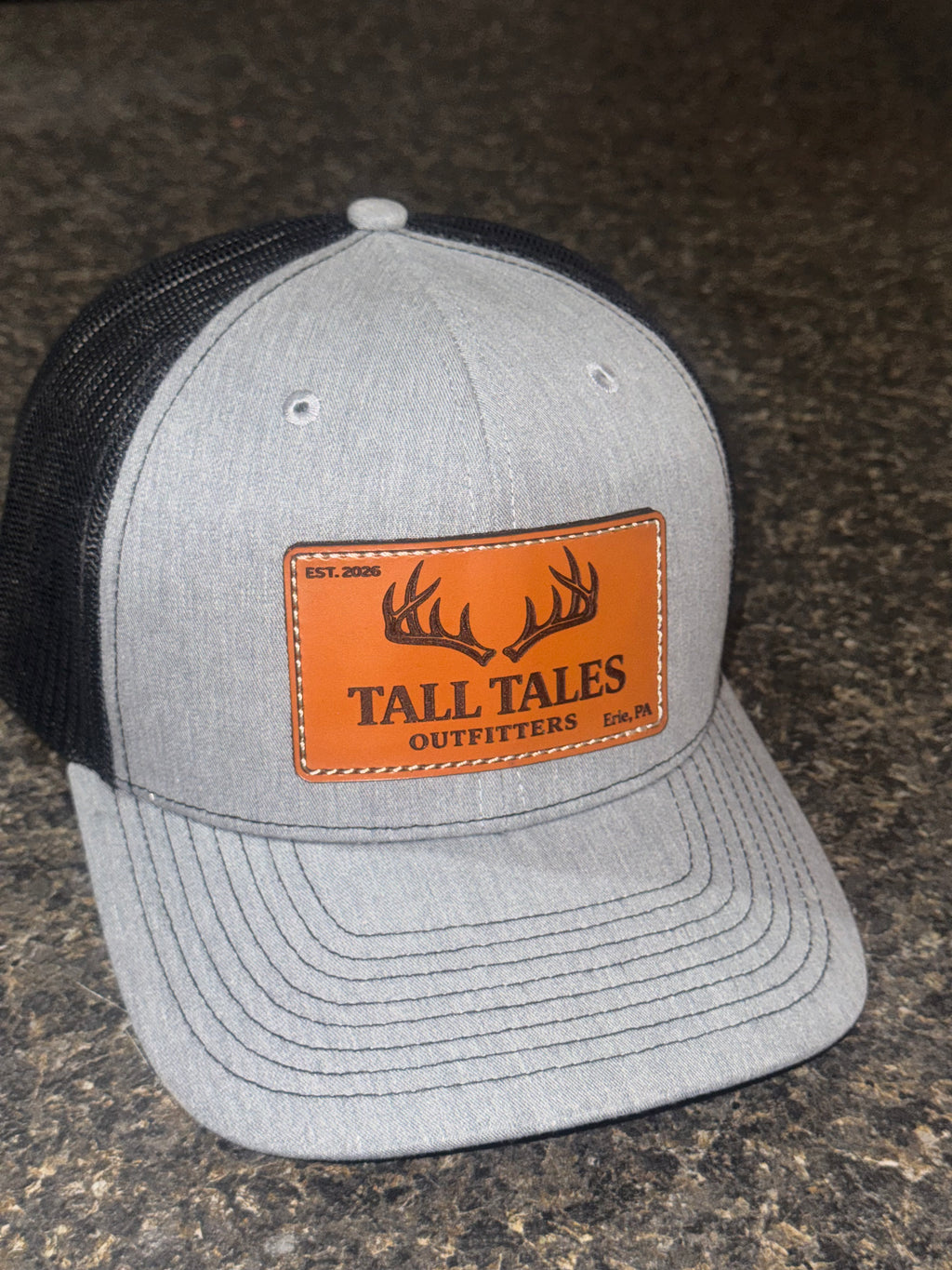 Heather Grey/Black Trucker Hat - Richardson 112 Style Snapback Outdoor Cap